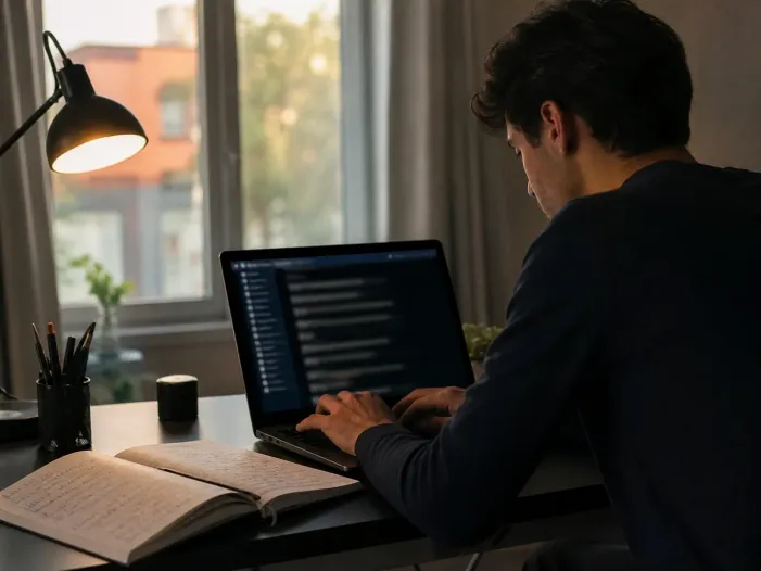 individual researching Hidden Wiki Korea on a laptop